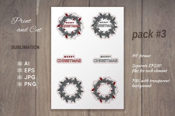 3 Christmas Wreath Sublimation Sticker Freebies