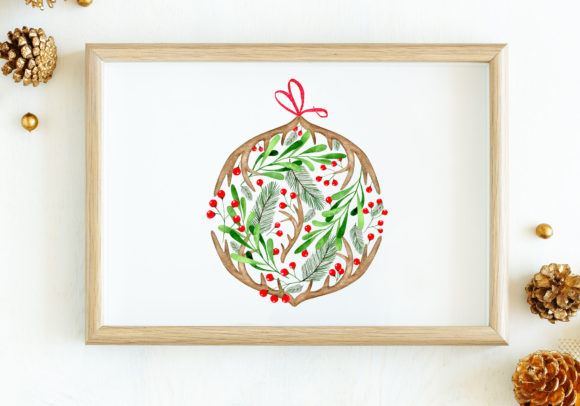 Christmas Ball Clipart with Antlers