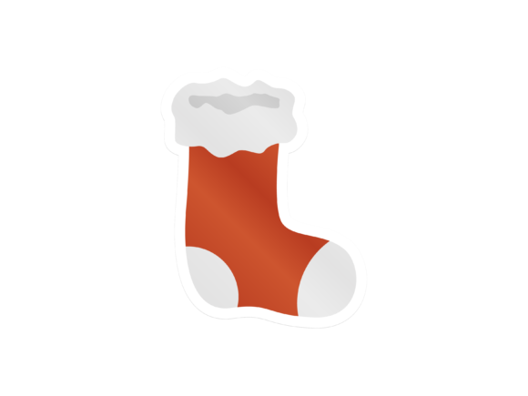 Christmas Illustration Fluffy Red Sock
