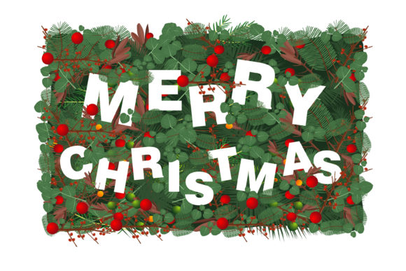 Christmas with Floral Illustration