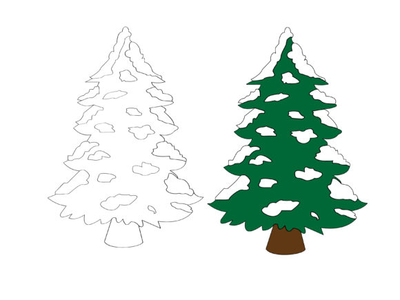Coloring Christmas Tree Vector Illustrations