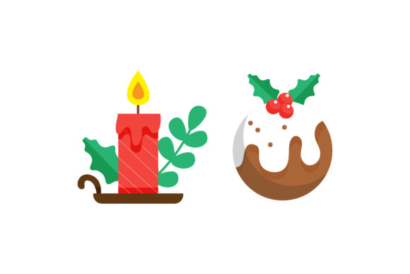 Cookies and Candle Christmas Set Illustrations
