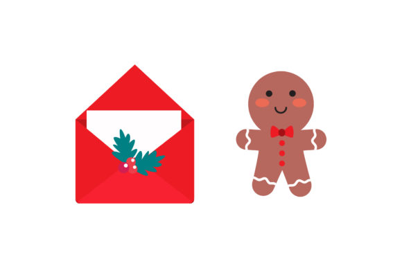 Cookies and Envelope Christmas Set Illustrations
