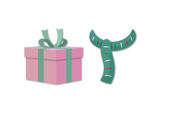 Gift Box Scarf Christmas Set Illustrations
