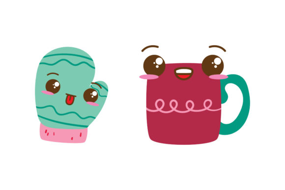 Gloves and Drink Christmas Set Illustrations