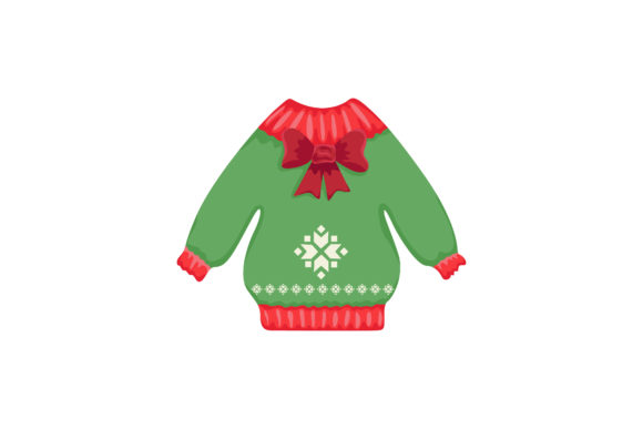 Green Christmas Sweater Very Pretty Illustrations