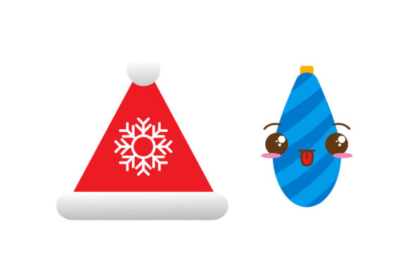 Hat and Ball Ornaments Christmas Set Illustrations
