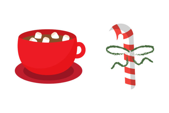 Hot Chocolate and Candy Christmas Set Illustrations