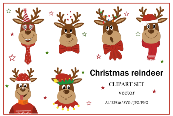Merry Christmas Reindeer in Carnival Illustrations