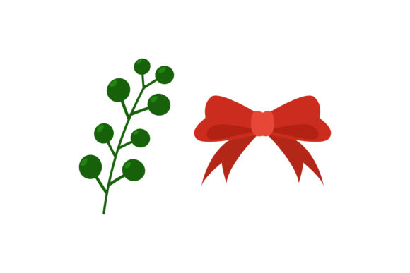 Mistletoe Ribbon Christmas Set Illustrations