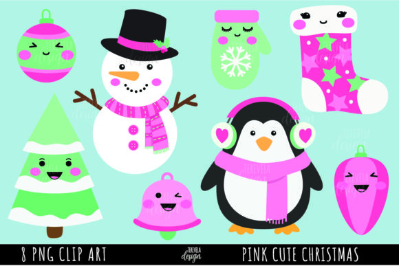 Pink Christmas Illustrations