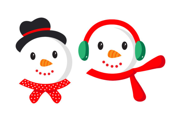 Snowman Head Set Christmas Illustrations