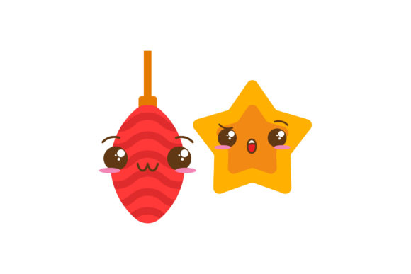 Tree Topper and Ornaments Christmas Set Illustrations